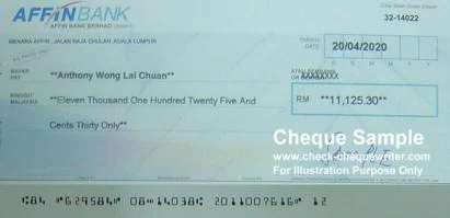 affin bank cheque
