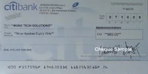 citibank cheque